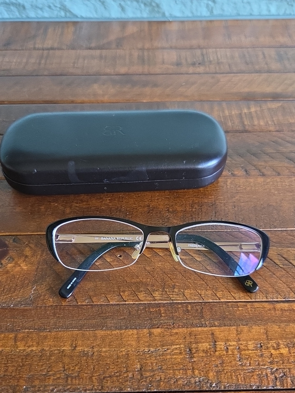 Banana Republic Black and Bronze Semi-Rim Women's Eyeglass Frames